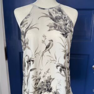 LOFT Gray and White Patterned Dress